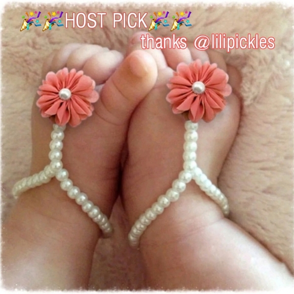 🎉HP🎉 3/$15 Baby shoeless sandals CORAL- more coming - Picture 4 of 4